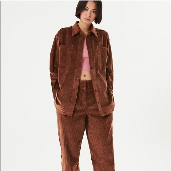 Aritzia Sunday Best Tilly Shirt Jacket Corduroy Oversized Brown Size 2 Boho Chic - Picture 4 of 13